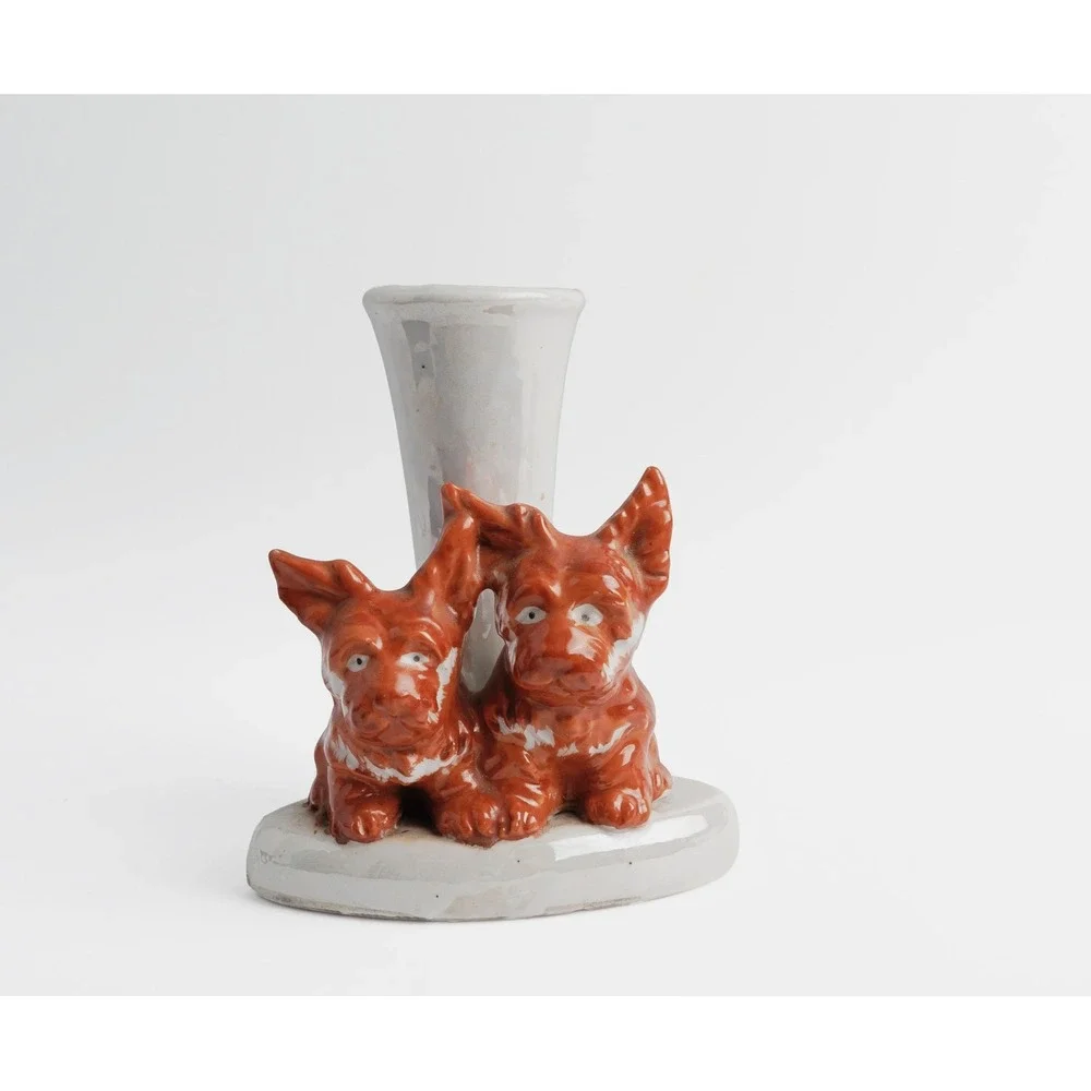 Vintage Scottish Terrier Scottie Dog Bud Vase Iridescent Finish